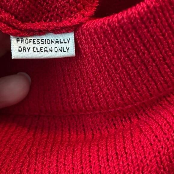 St John Marie Gray Size 2 Santana Knit Set Sweater Jacket Wide Leg Pants Red USA - Picture 7 of 8